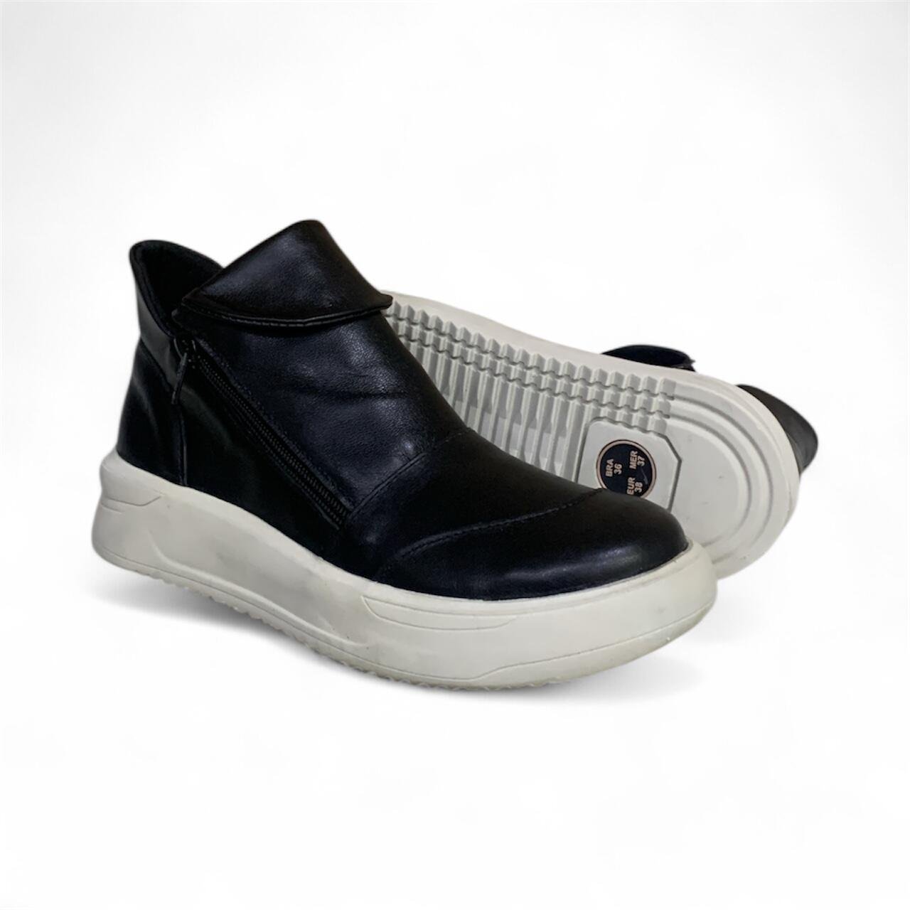 Tênis Bota Feminino Balatore em Couro Vittoria 005 Preto 4