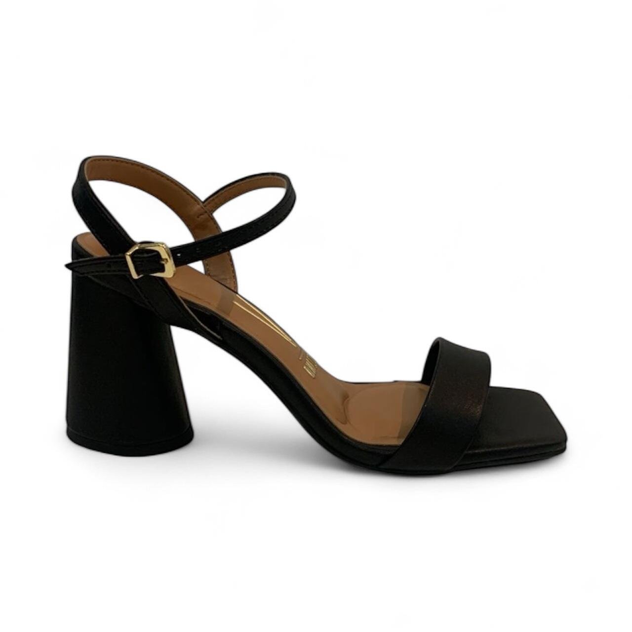 Sandália Feminina Vizzano Salto Grosso Bico Quadrado 6562101 Preto 1