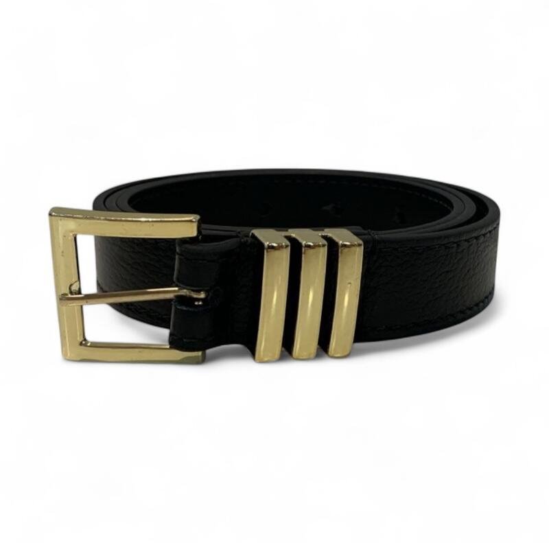 Cinto Feminino em Couro Fivela Quadrada Dourada 006