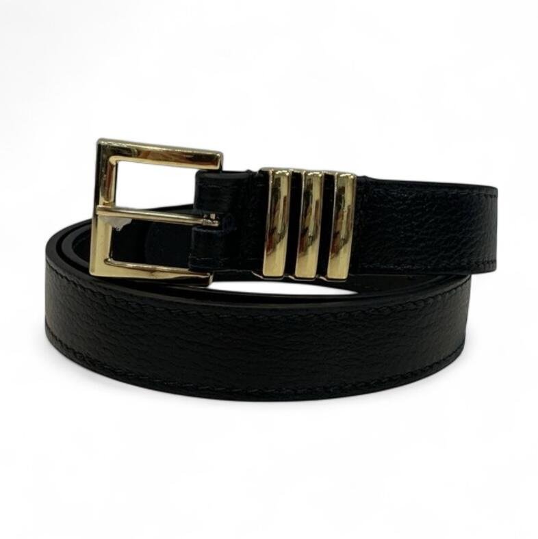 Cinto Feminino em Couro Fivela Quadrada Dourada 006 Preto 3
