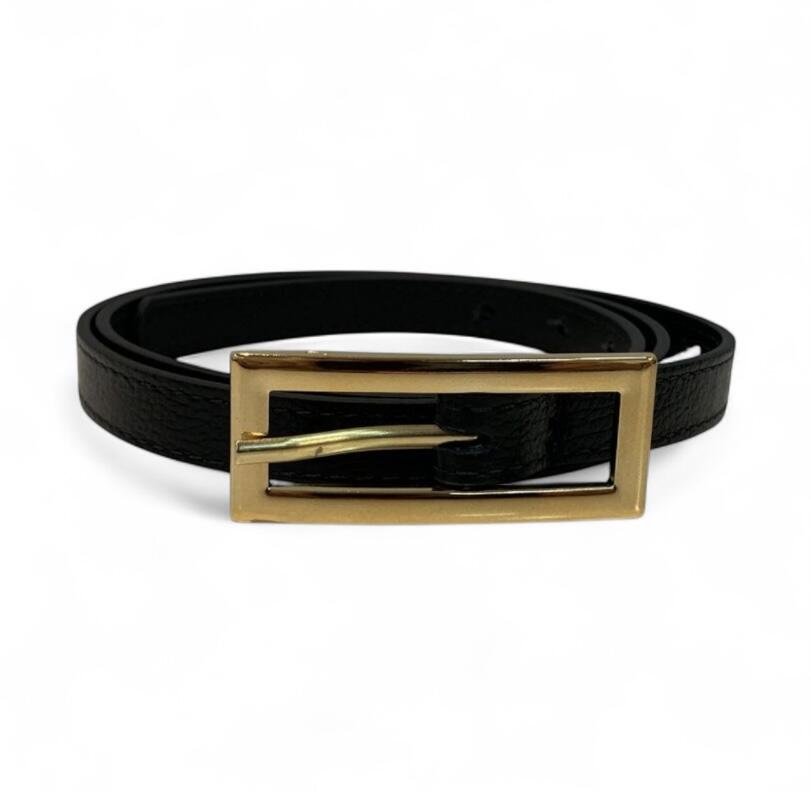 Cinto Feminino em Couro Fivela  Comprida Dourada 034