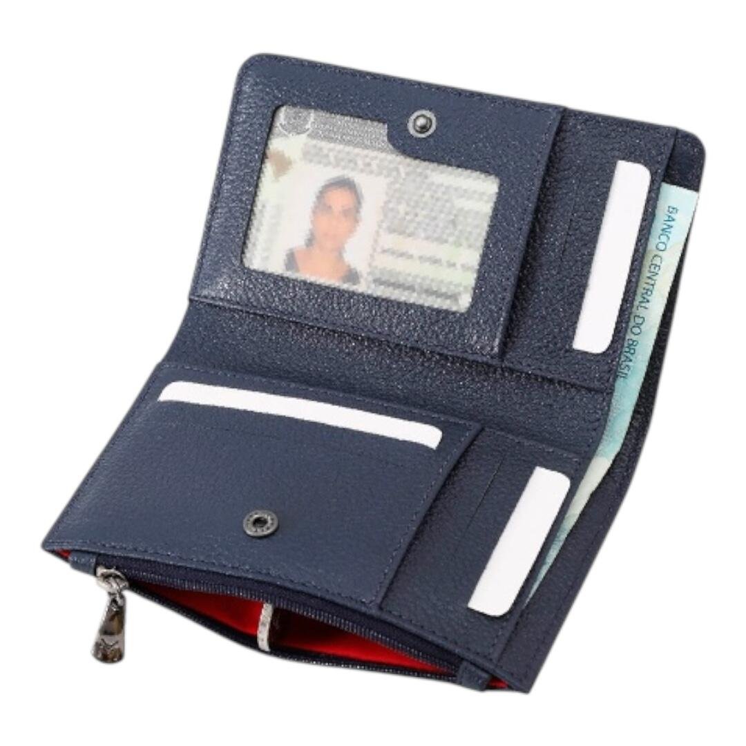 Carteira Feminina Média com Bolso de Zíper Mariart 646 Preto 2