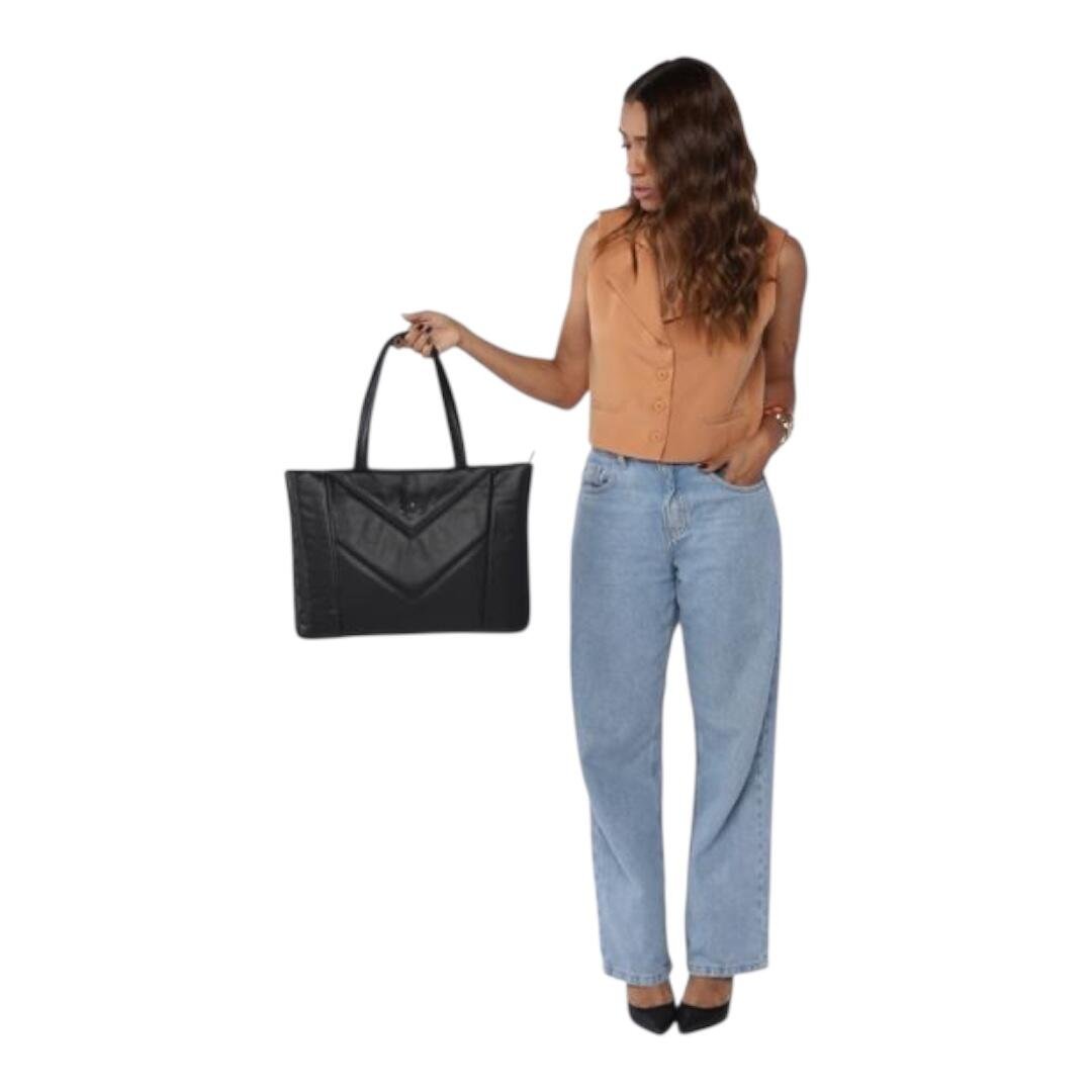 Bolsa Feminina Shoulder Couro Mariart Graviola Preto 5