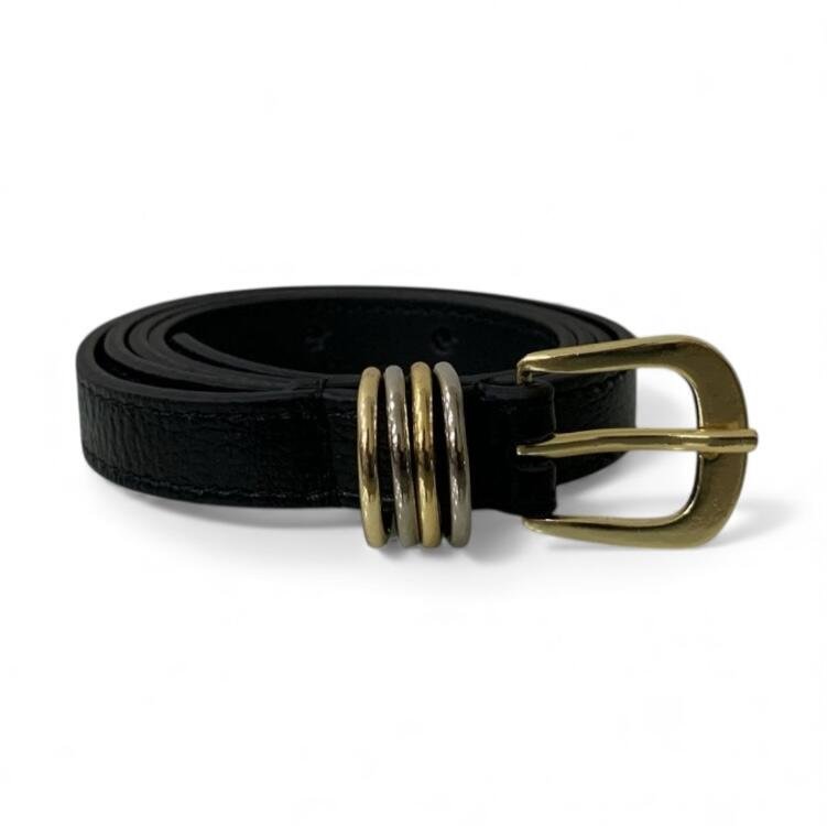 Cinto Fino Feminino em Couro Fivela Redonda 003