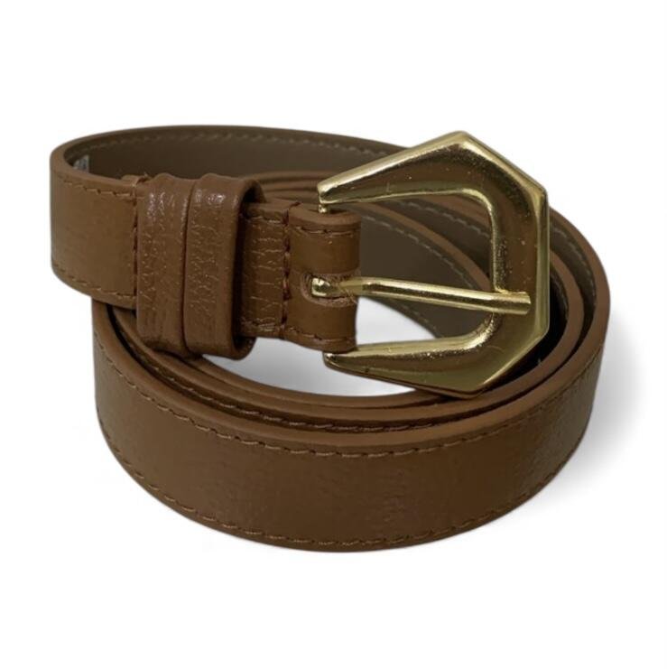 Cinto Feminino em Couro Fivela Dourado 026 Marrom 2