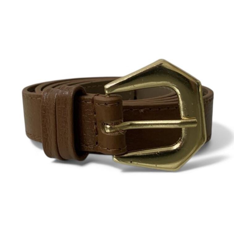 Cinto Feminino em Couro Fivela Dourado 026 Marrom 3
