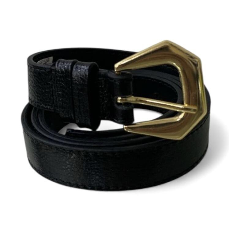 Cinto Feminino em Couro Fivela Dourado 026 Preto 2