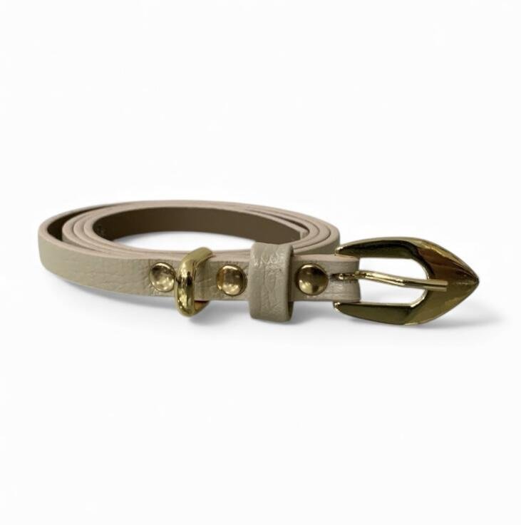 Cinto Feminino em Couro Fino 002 Bege 2