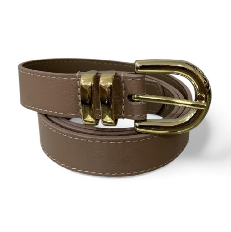Cinto Feminino em Couro Fivela Dourada 030 Marrom 2