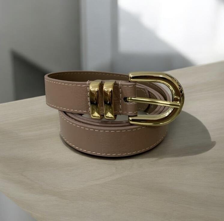 Cinto Feminino em Couro Fivela Dourada 030 Marrom 3