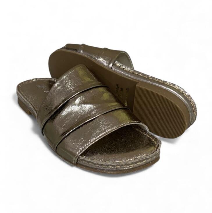 Chinelo Feminina  Moscardini em Couro 347416 Dourado 3