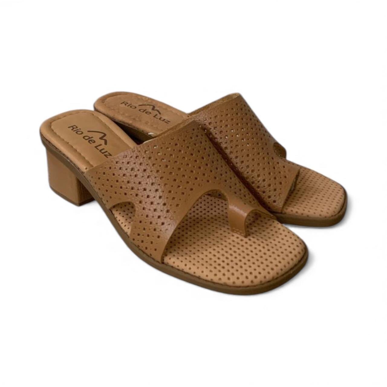 Sandália Feminina de Couro Rio de Luz Tamanco 8142 Marrom 2