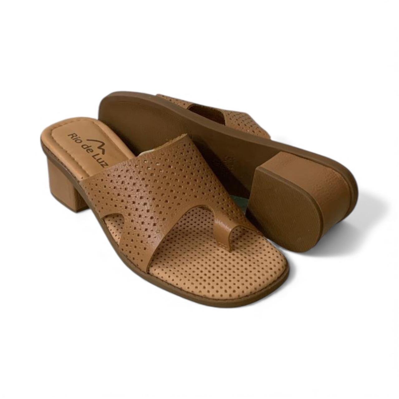 Sandália Feminina de Couro Rio de Luz Tamanco 8142 Marrom 3