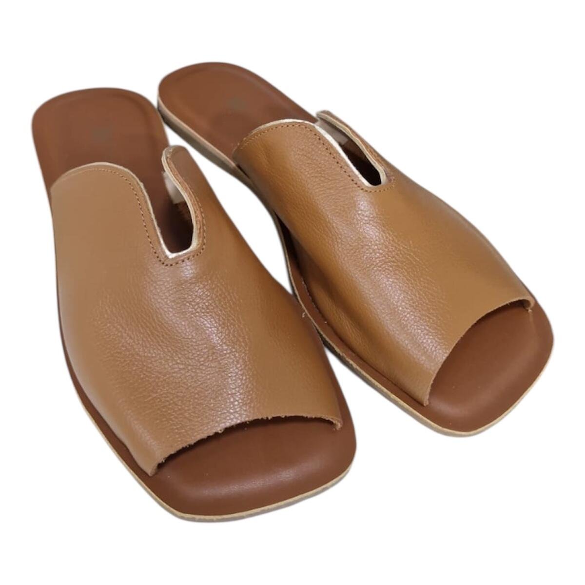 Sandália Feminina Dinapoli em Couro Rasteira Amêndoa 320054 Marrom 2