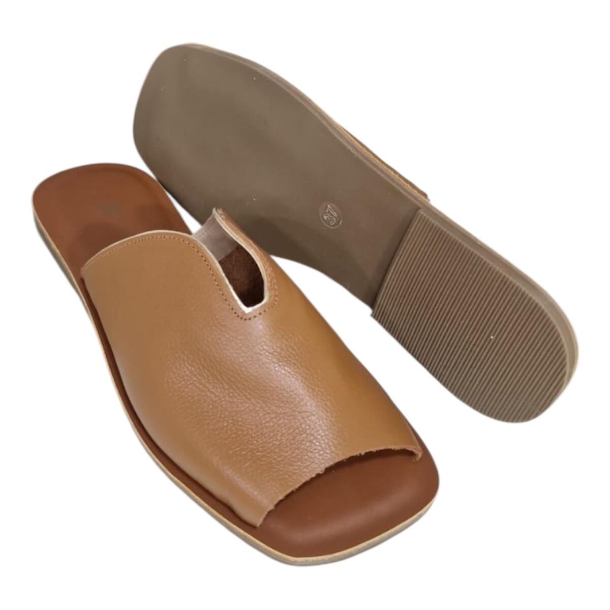 Sandália Feminina Dinapoli em Couro Rasteira Amêndoa 320054 Marrom 3