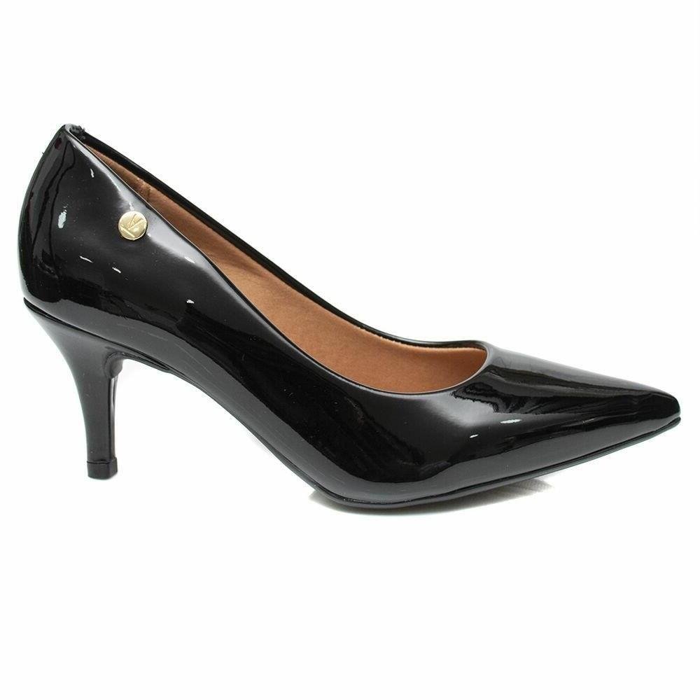 Scarpin Feminino Vizzano Salto Médio Bico Fino - Verniz Preto Preto 3