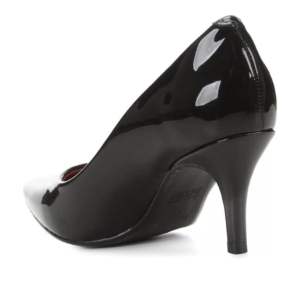 Scarpin Feminino Vizzano Salto Médio Bico Fino - Verniz Preto Preto 5