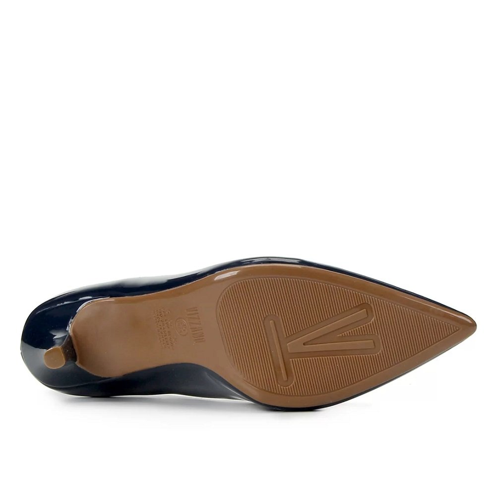 Scarpin Feminino Vizzano Salto Médio Bico Fino - Verniz Preto Preto 6