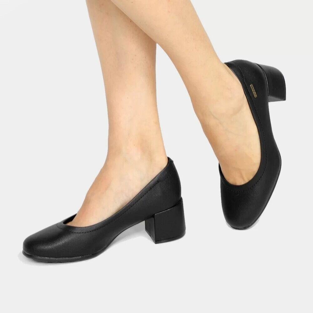 Scarpin Modare Confort Salto Grosso Napa Floather Preto Preto 6