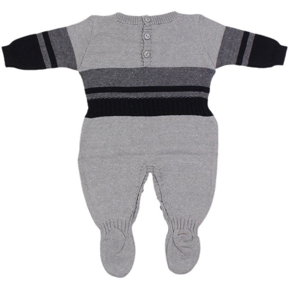 Saída de Maternidade Tricô Texas Cinza e Preto RN