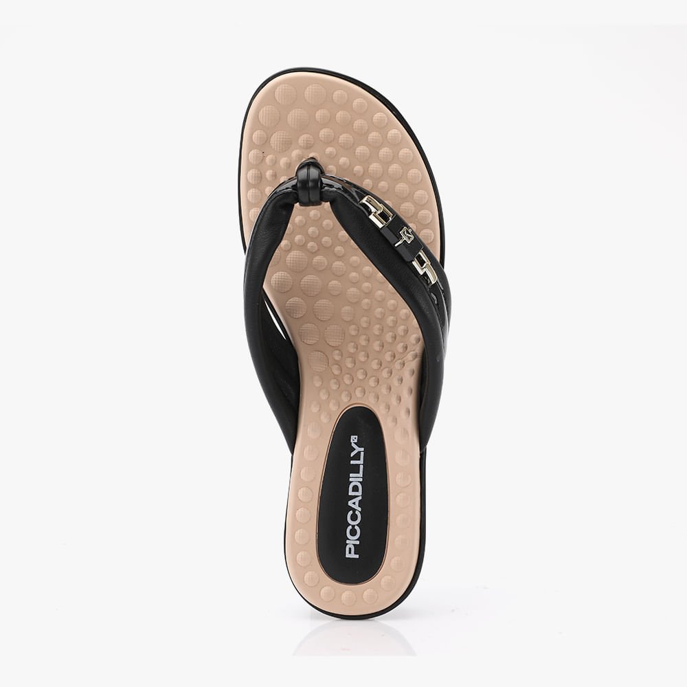 Chinelo Rasteira com Enfeite Preto 3