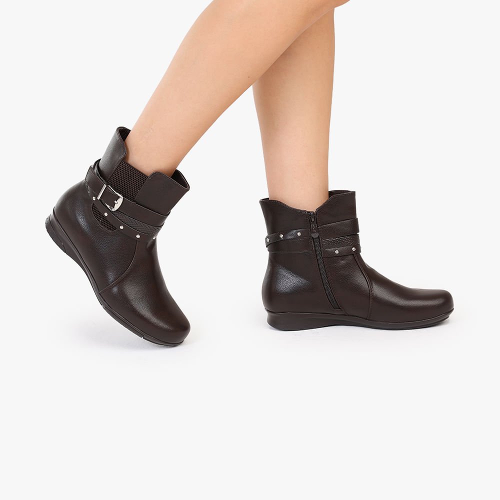 Bota Coturno Cano Curto Marrom 2