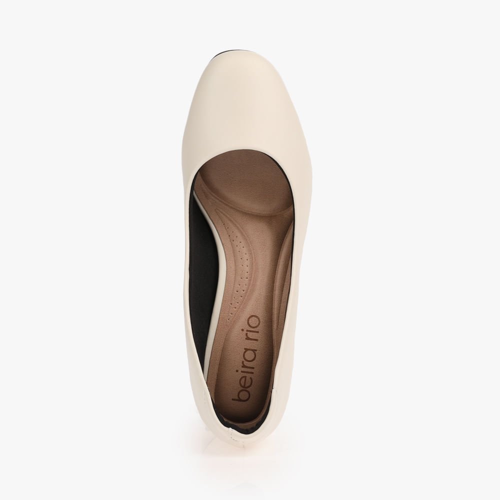 Scarpin Bico Redondo Salto Grosso Feminino Branco 3