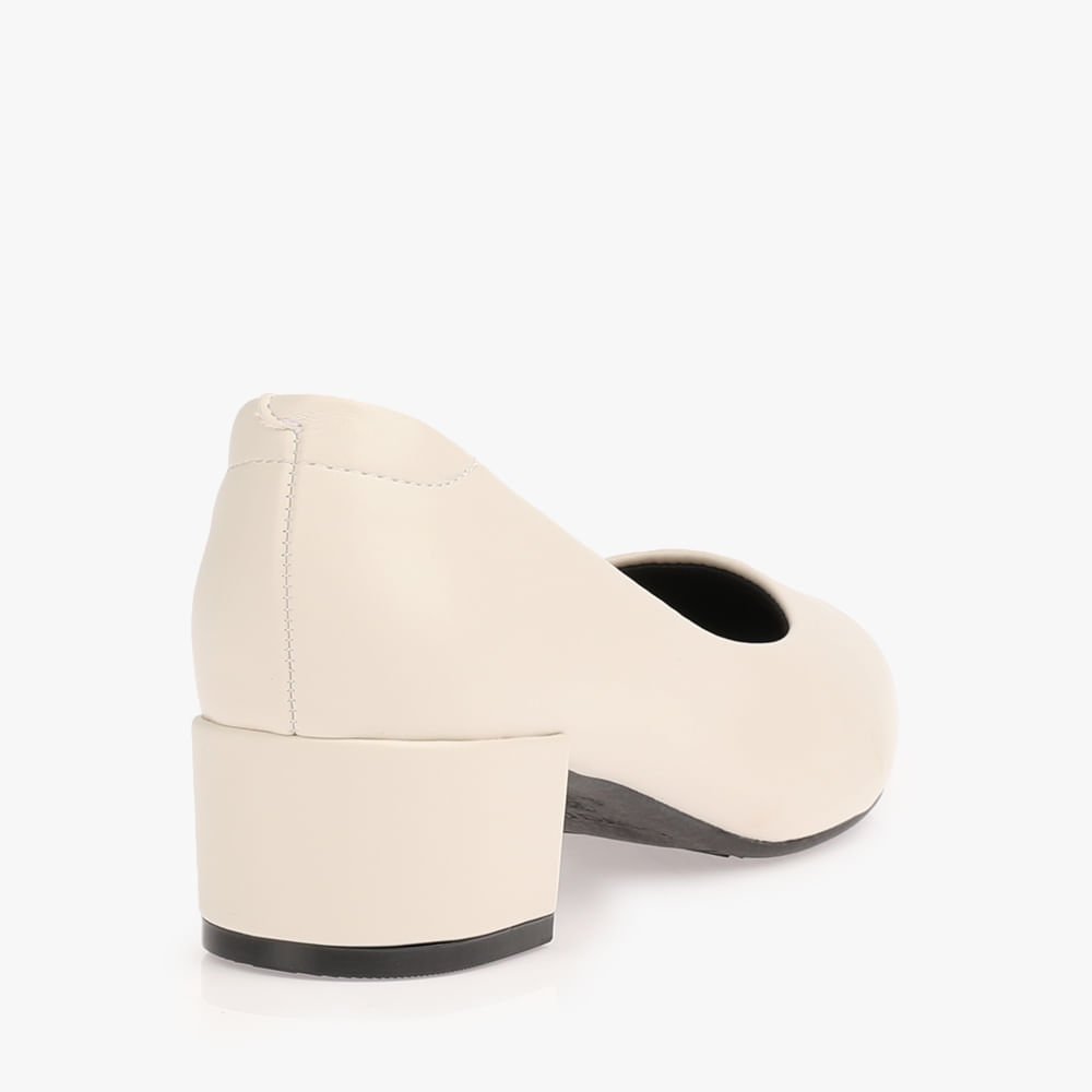 Scarpin Bico Redondo Salto Grosso Feminino Branco 4