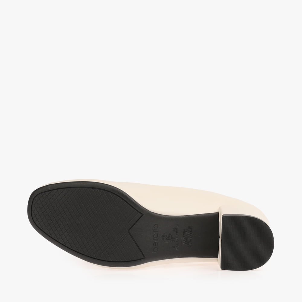 Scarpin Bico Redondo Salto Grosso Feminino Branco 5
