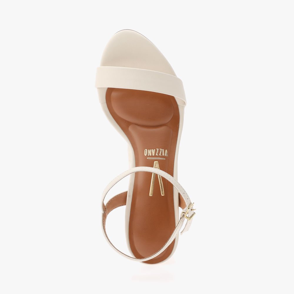 Sandalia Salto Bloco Feminina Bege 2
