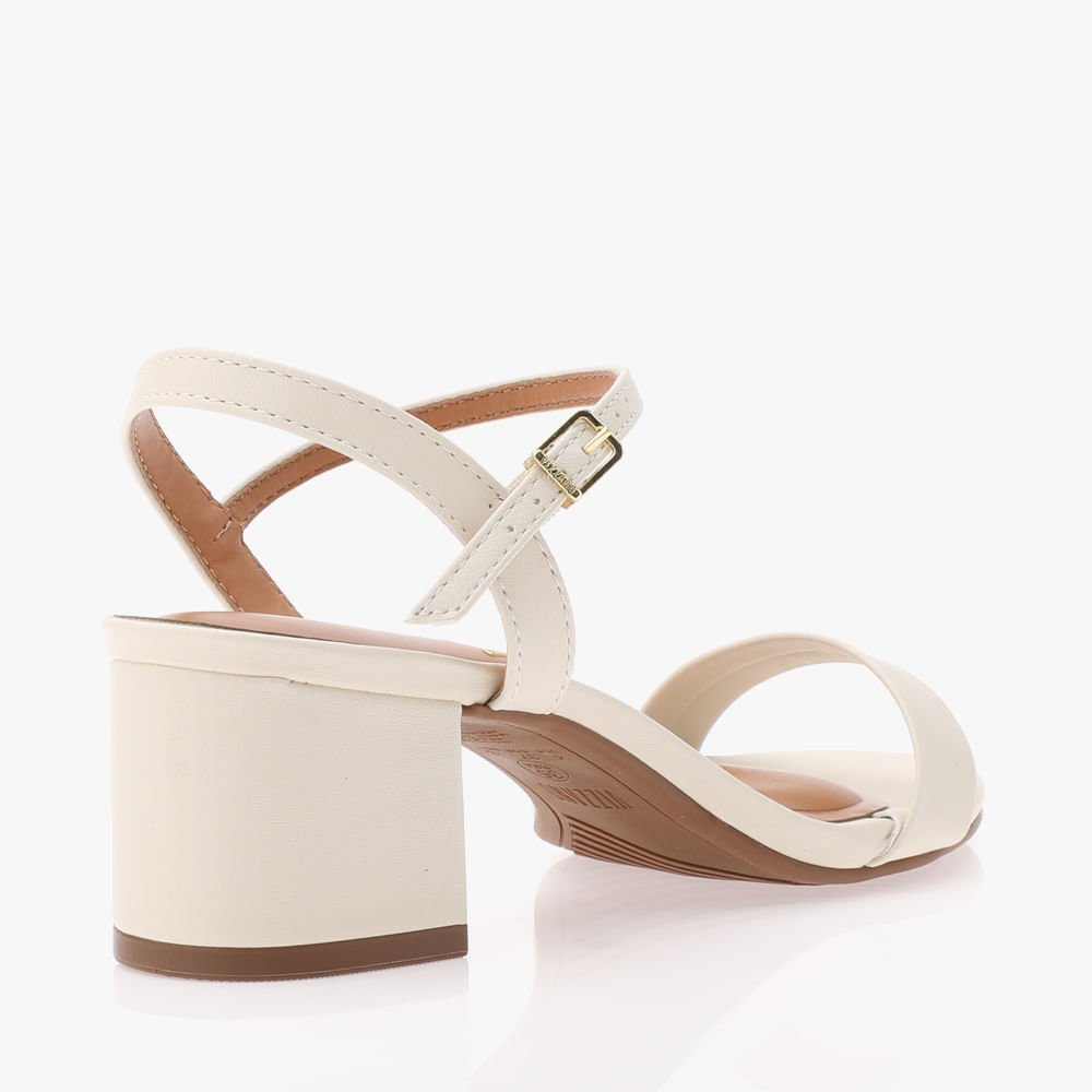 Sandalia Salto Bloco Feminina Bege 3