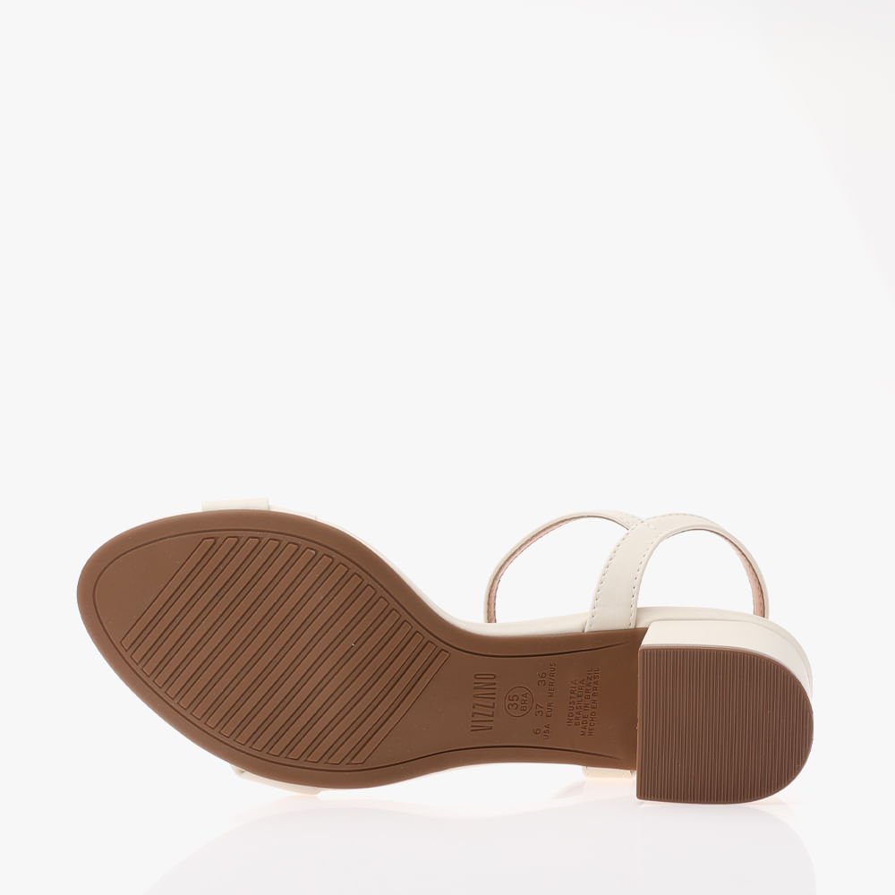 Sandalia Salto Bloco Feminina Bege 4