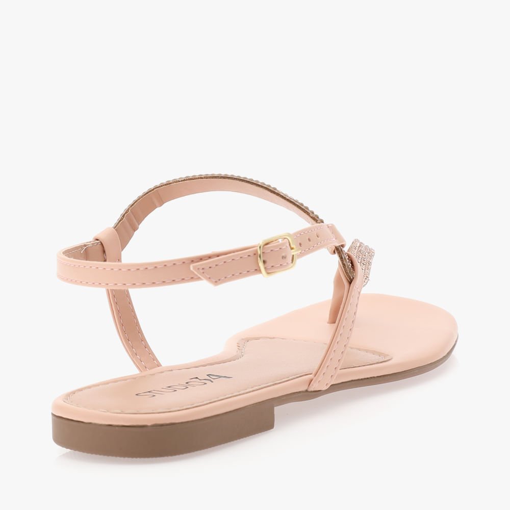 Rasteira Strass Contorno Feminina Rosa