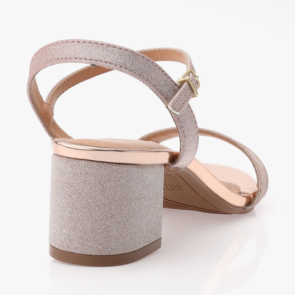 Sandália Salto Baixo Grosso Feminina Bege 3