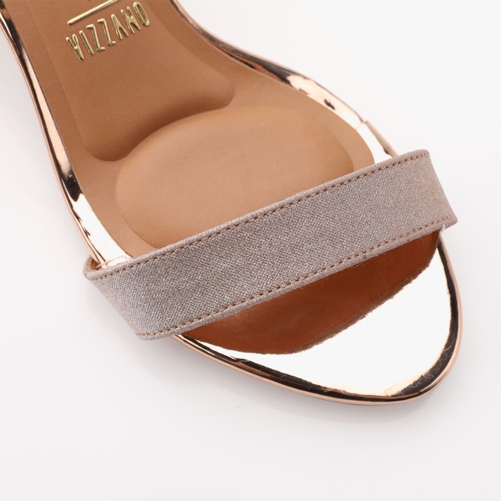 Sandália Salto Baixo Grosso Feminina Bege 4