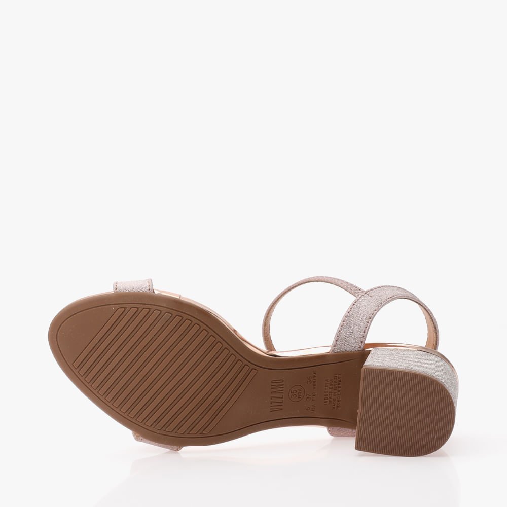 Sandália Salto Baixo Grosso Feminina Bege 5