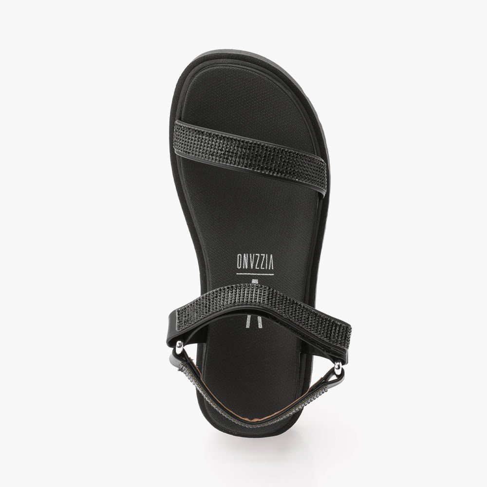 Sandália Plataforma Com Strass Conforto Feminina Preto 2