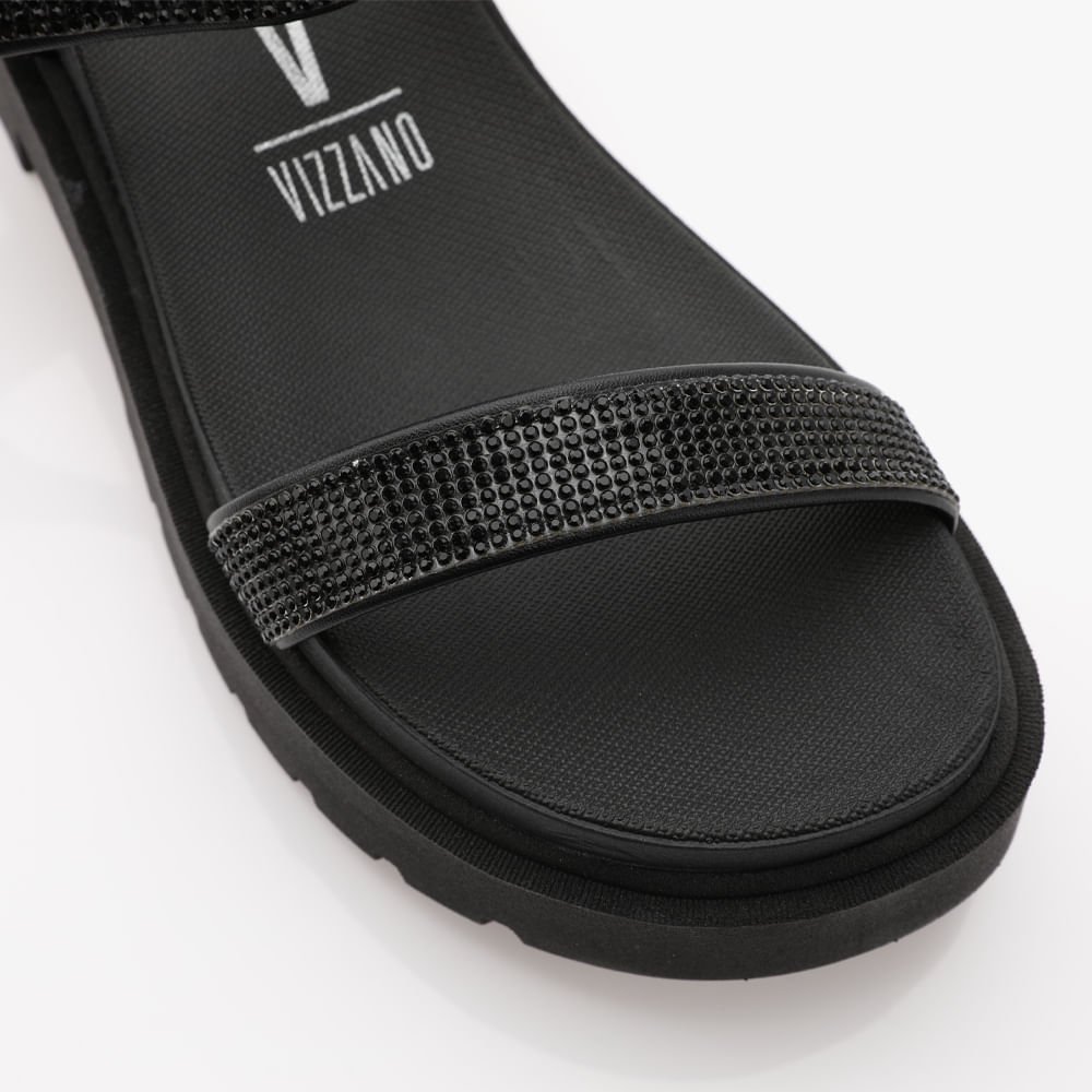 Sandália Plataforma Com Strass Conforto Feminina Preto 4