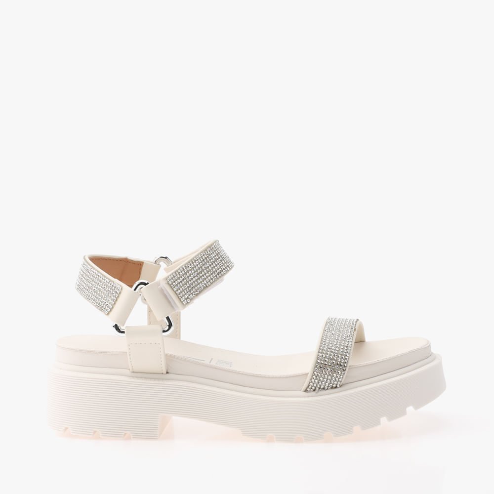 Sandália Plataforma Com Strass Conforto Feminina