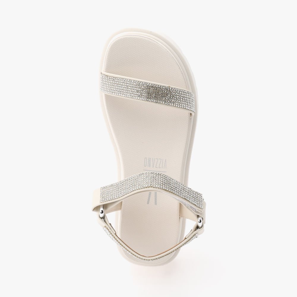 Sandália Plataforma Com Strass Conforto Feminina Branco 2