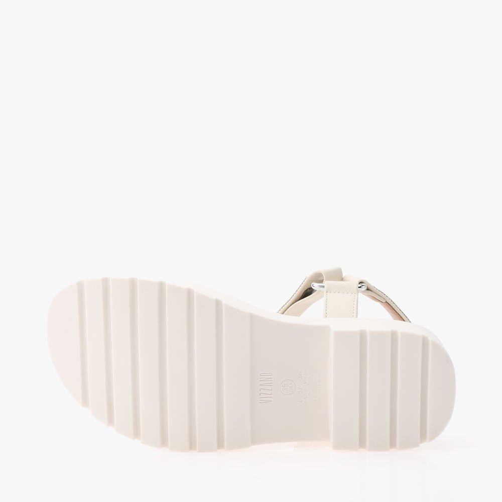 Sandália Plataforma Com Strass Conforto Feminina Branco 5