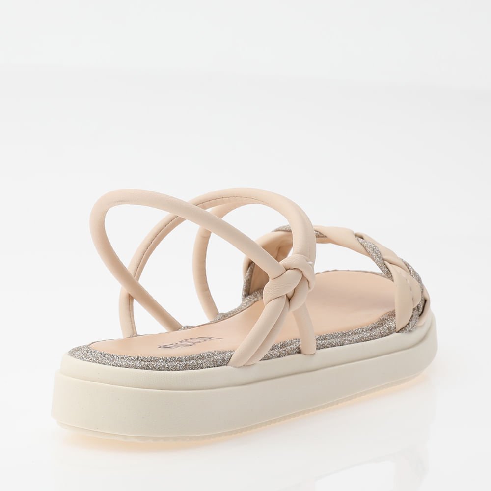 Sandália Tira Trançada E Salto Bloco Feminina Bege 3