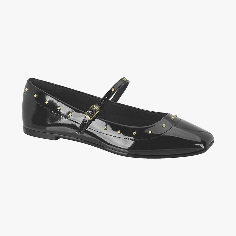 Sapatilha Tachas Bico Quadrado Preto 6