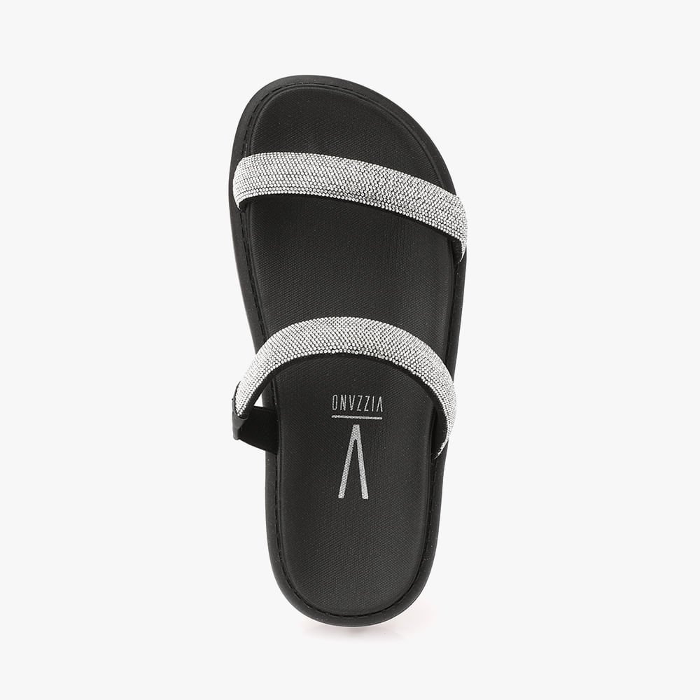 Sandalia Papete Com Duas Tiras E Detalhes Em Strass Branco 2