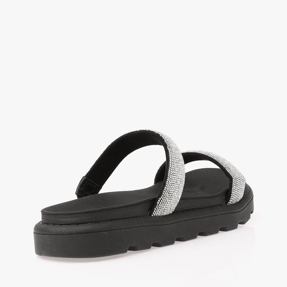 Sandalia Papete Com Duas Tiras E Detalhes Em Strass Branco 3