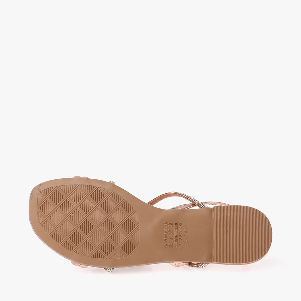 Sandália Rasteira Metalizada Com Brilhos Feminina Preto 5