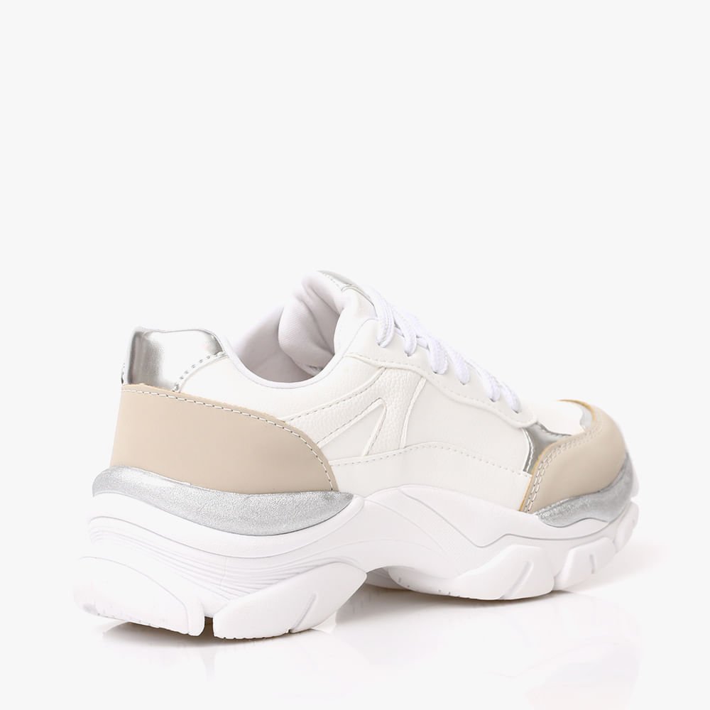 Tênis Casual Solado Alto Feminino Prata 2
