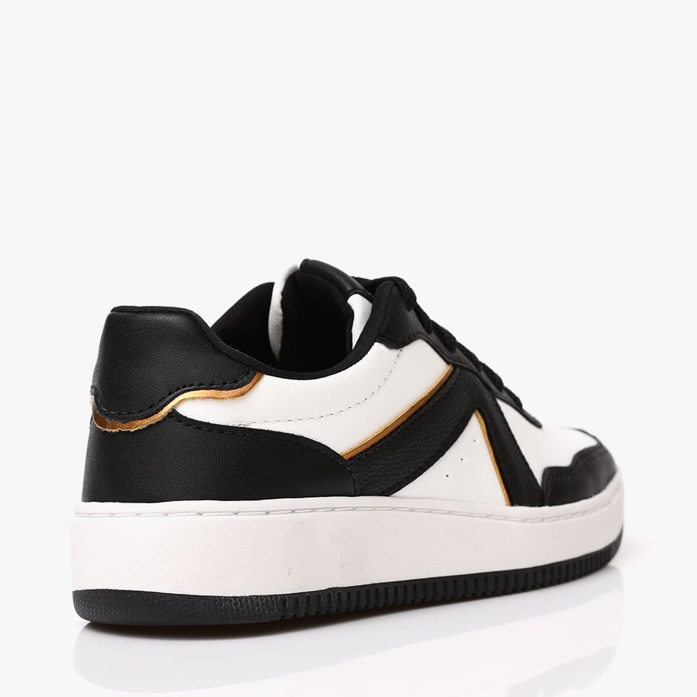 Tênis Casual Detalhe Lateral Brilho Feminino Branco 3