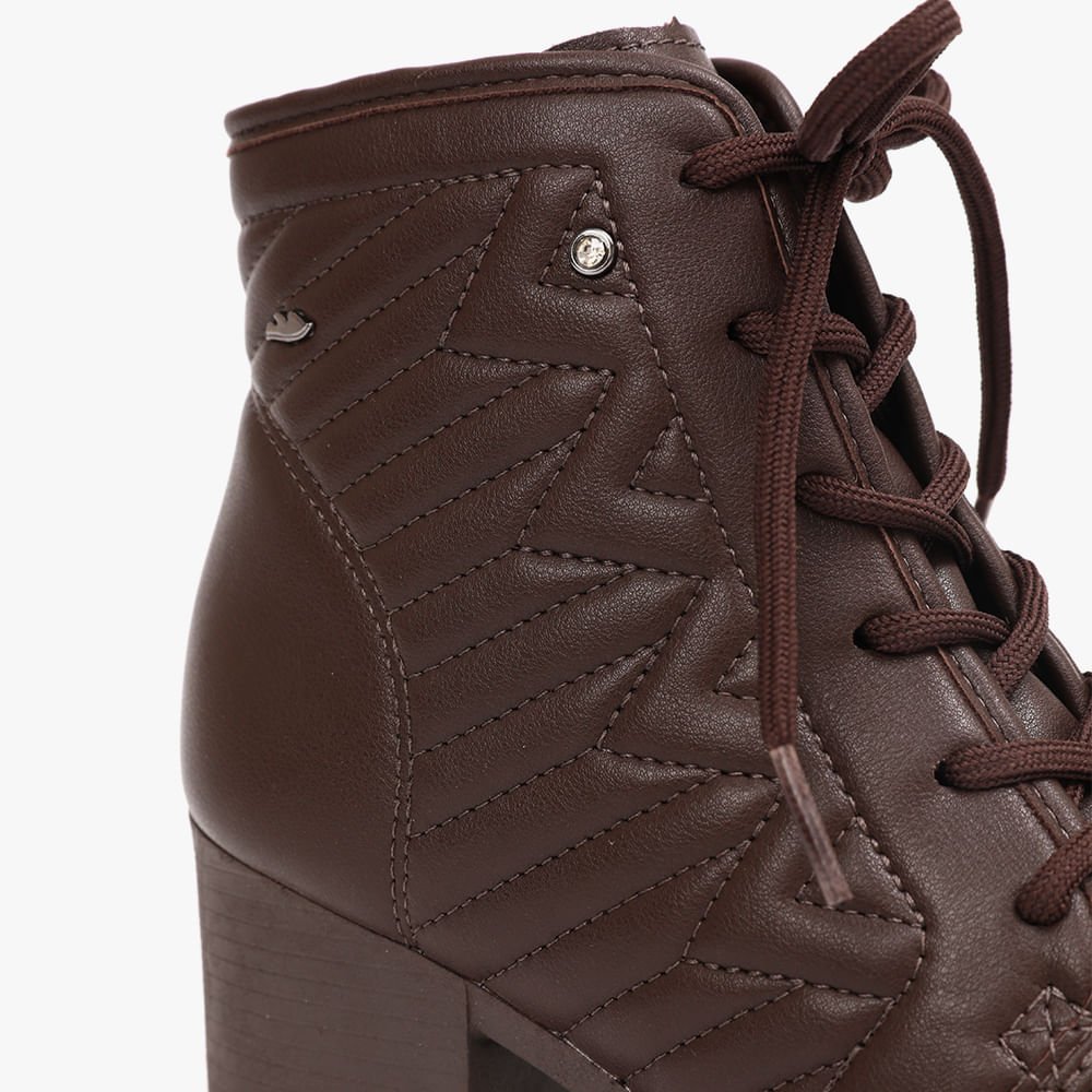 Bota Coturno Salto Grosso Feminina Marrom 3