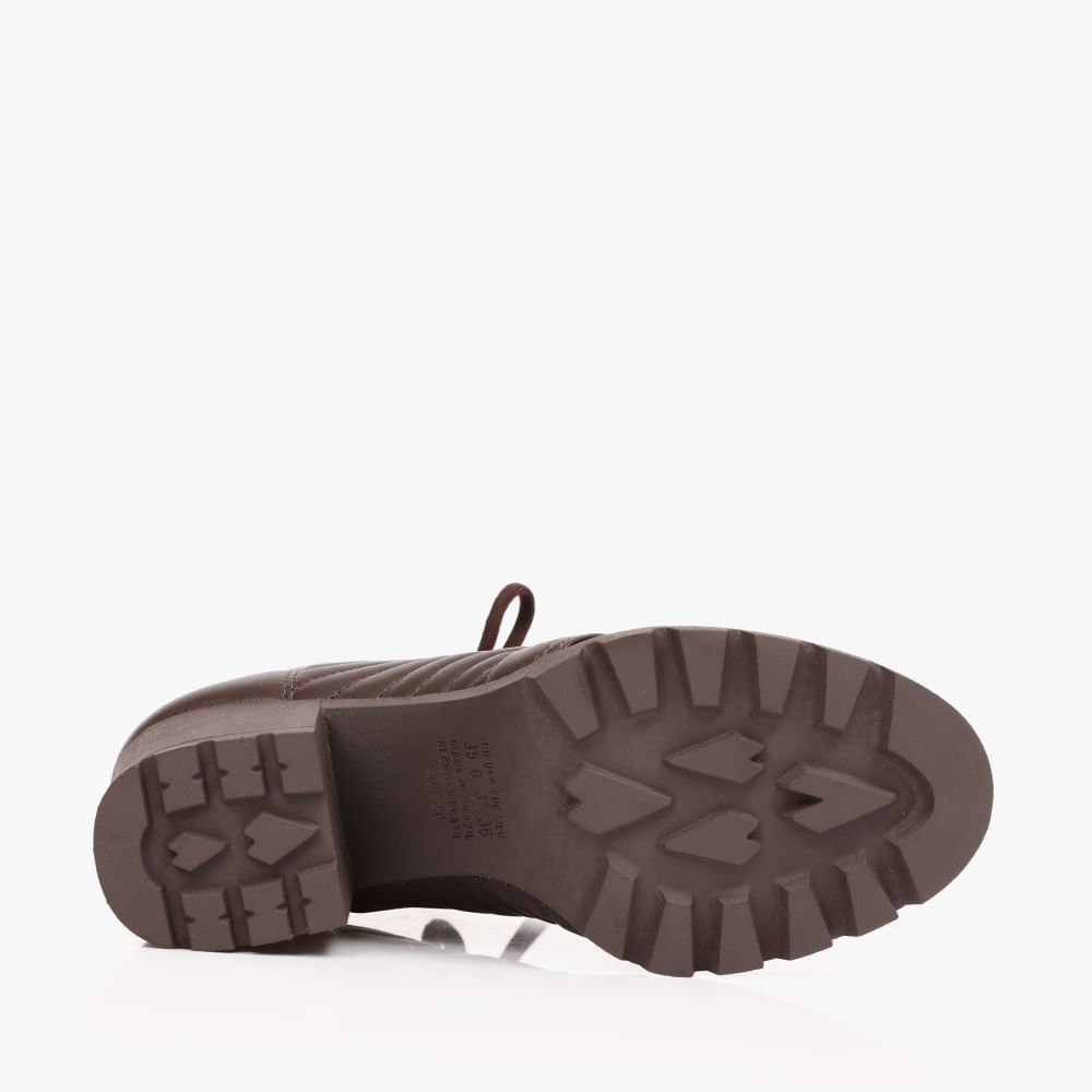 Bota Coturno Salto Grosso Feminina Marrom 4